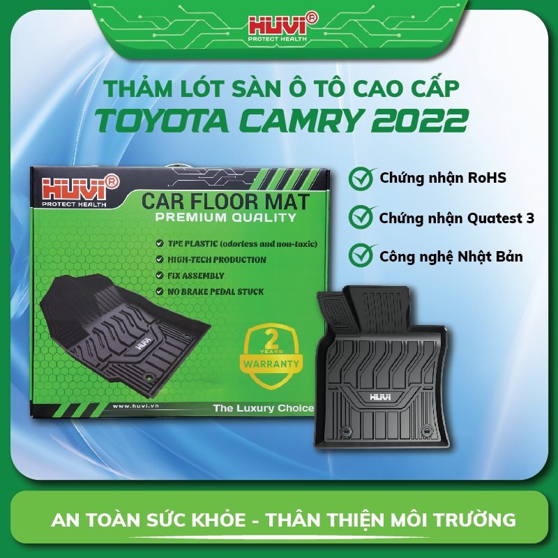 Thảm lót sàn ô tô Toyota Camry 2022 nhựa TPE nguyên sinh, ôm khít sàn xe