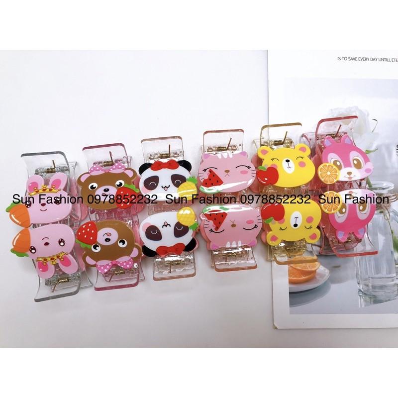 Kẹp tóc càng cua trong suốt 3 răng, 5 răng hình thú, con vật, hoạt hình, trái cây, 12 con giáp màu sắc đáng yêu