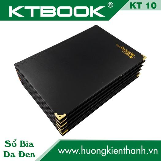 Sổ ghi chép Bìa Da Đen KTBOOK Cao Cấp KT 10 Dày dòng kẻ ngang khổ A4 - 200 trang