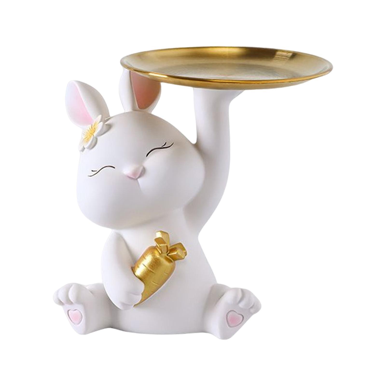 Bunny Statue Storage Tray Desk Organizer for Shop Tabletop Dining Room