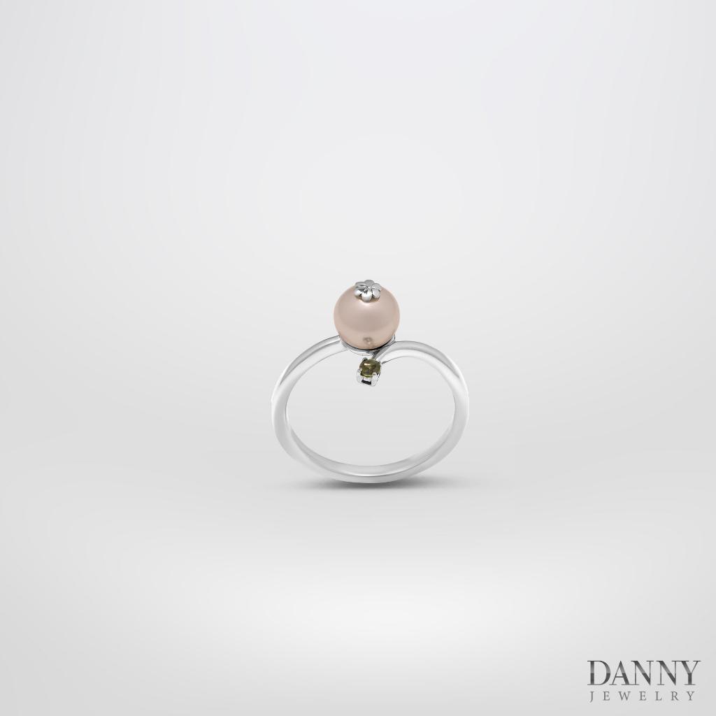 Nhẫn Nữ Danny Jewelry Bạc 925 Xi Rhodium Đính Ngọc Ốc & Đá Sapphire N0103