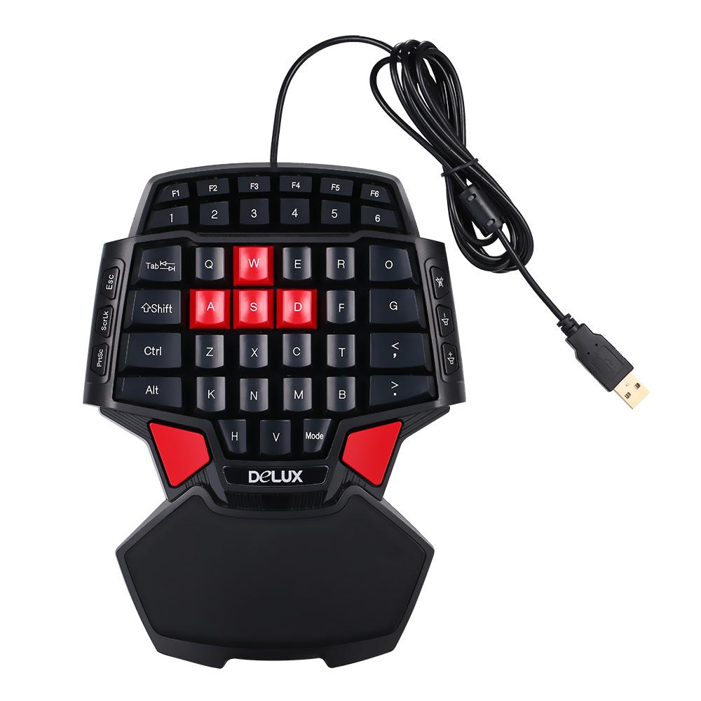 Bàn phím chơi game Esport có dây USB dùng một tay chuyên nghiệp Delux T9 47 phím