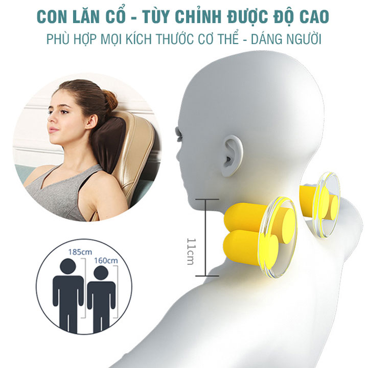 Đệm, Ghế massage Toàn Thân Nikio NK-180 - Máy Mát Xa Lưng Chuyên Sâu, Hỗ Trợ Xoa Bóp Cổ Vai Gáy, Công Nghệ Xoa Bóp Dây Ấn, Rung Và Nhiệt Nóng - Cải Thiện Đau Mỏi Toàn Thân - Sử Dụng Được Trên Ô Tô - Màu nâu