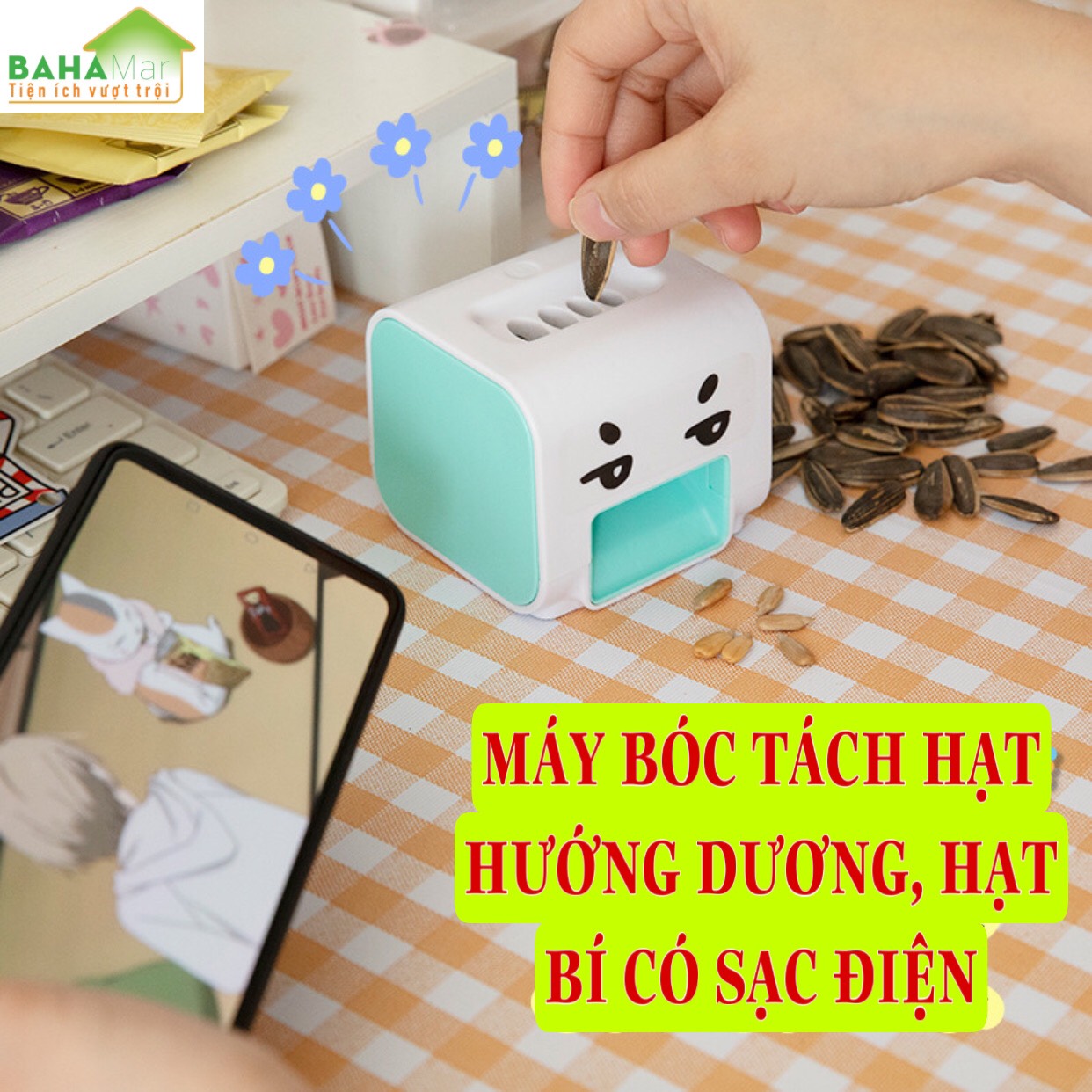 MÁY BÓC TÁCH HẠT HƯỚNG DƯƠNG, HẠT BÍ CÓ SẠC ĐIỆN "BAHAMAR" Tách vỏ hạt một cách hiệu quả cao, động cơ giảm mô-men xoắn lớn phối hợp với phát hiện quang học để giảm thiệt hại khi mở vỏ và nhận ra việc mở vỏ hiệu quả.