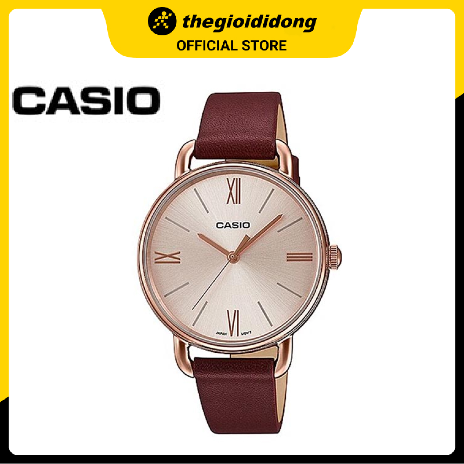 Đồng Hồ CASIO Nữ LTP-E414PL-5ADF Dây Da Mạ Vàng Hồng Chống Nước