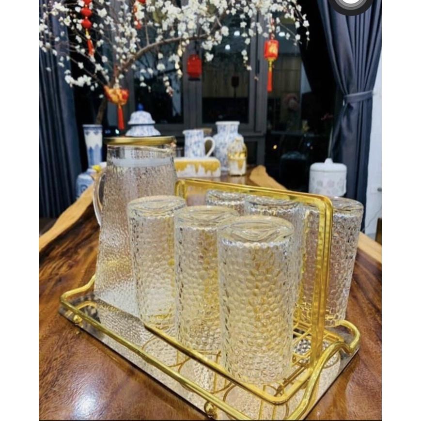 Bộ bình kèm 6 cốc thủy tinh chịu nhiệt cao cấp