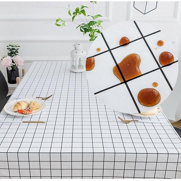 Khăn trải bàn vintage kẻ caro nhựa PVC không thấm nước khăn decor phông nền chụp ảnh trang trí phòng khách phủ bàn trà