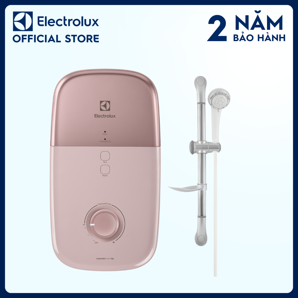 Máy nước nóng trực tiếp Electrolux ComfortFlow™ 700 - Hồng - EWE451LB-DPX2 - Đèn Led tiện nghi, an toàn, linh hoạt, nhiệt độ nước ổn định gấp 2 lần [Hàng chính hãng]