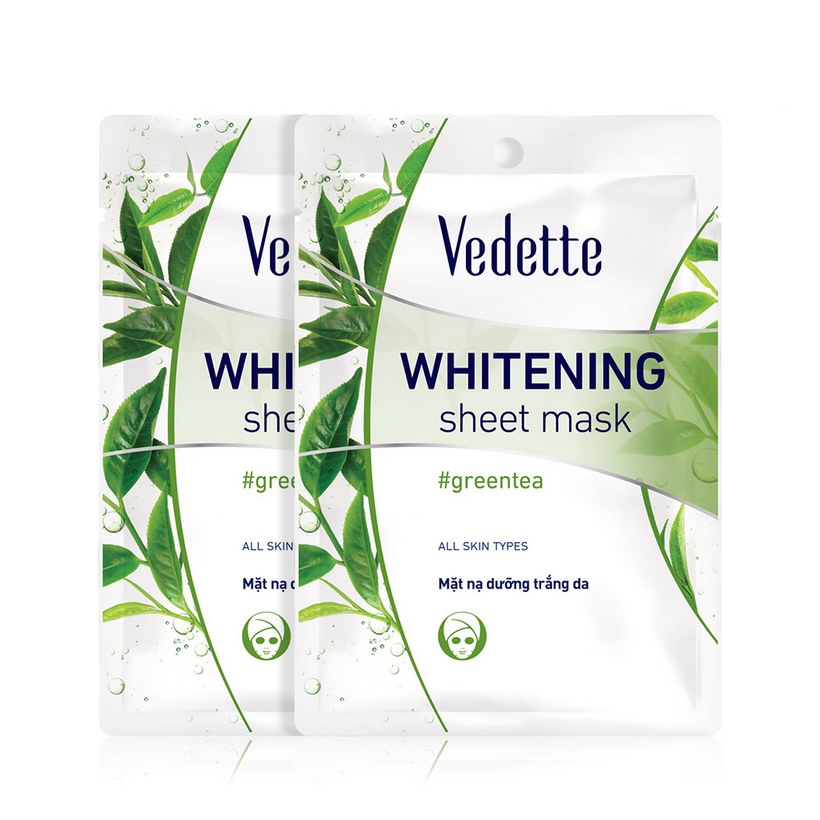 Mặt nạ giấy dưỡng trắng da trà xanh Vedette Whitening Mask Green Tea 22ml