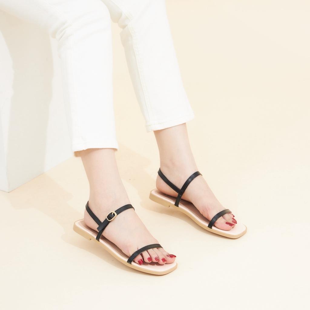 Giày Sandal Nữ MWC 2898 - Giày Sandal Quai Ngang Mảnh Đế Bằng Phối Viền Màu Thời Trang Cá Tính