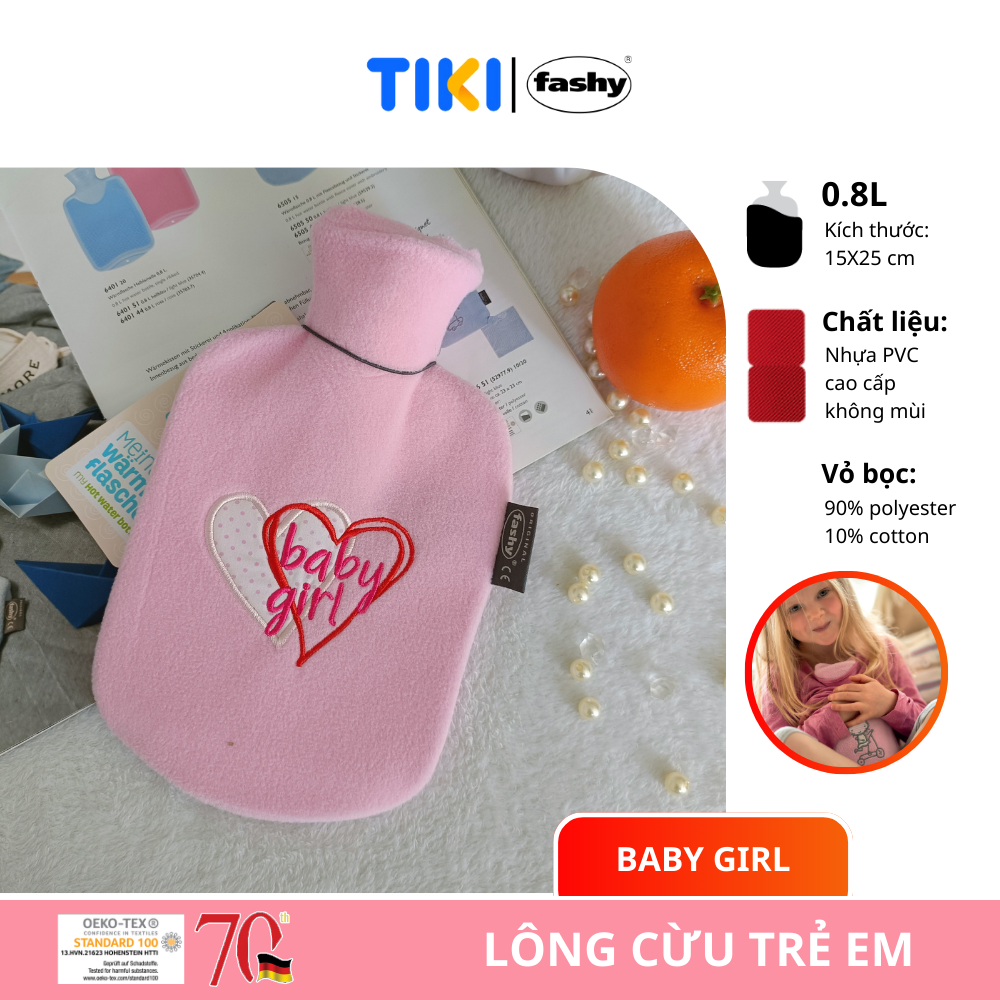 Túi chườm nóng lạnh Fashy Đức dòng bọc lông cừu dành cho trẻ em - Màu hồng