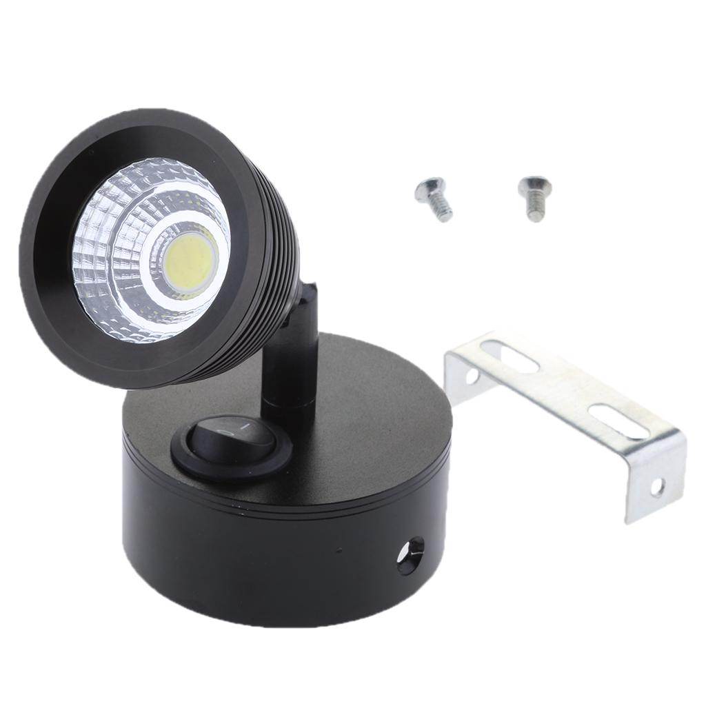 Boat 12V LED Reading Swivel Light 6000K Wall Mount for Marine Cabin RV Black
