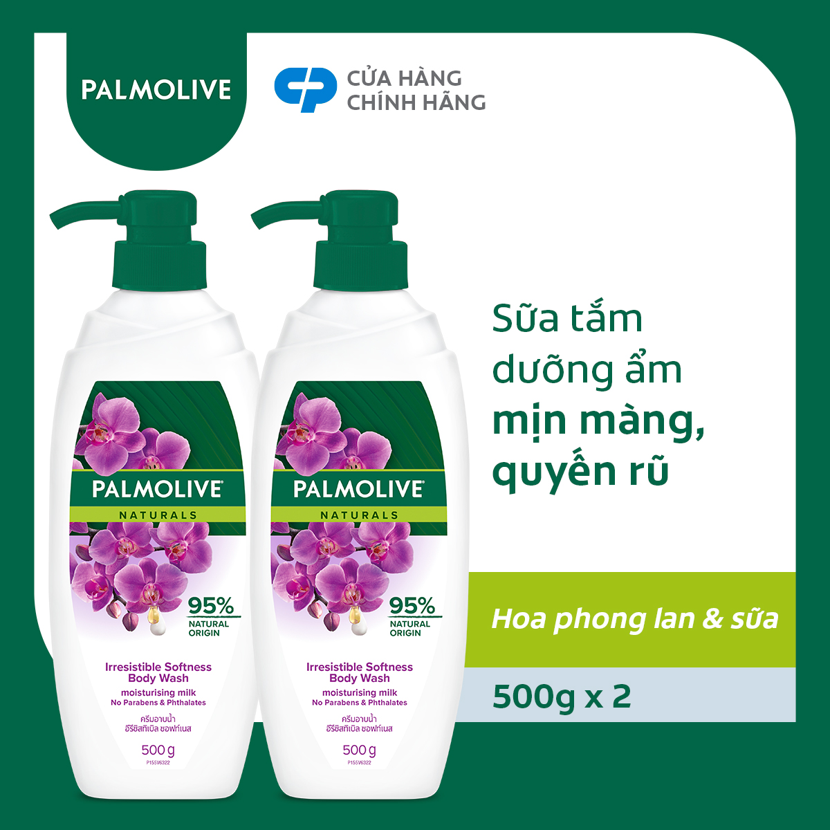 Bộ 2 Sữa tắm Palmolive mịn màng quyến rũ 100% chiết xuất từ phong lan 500g