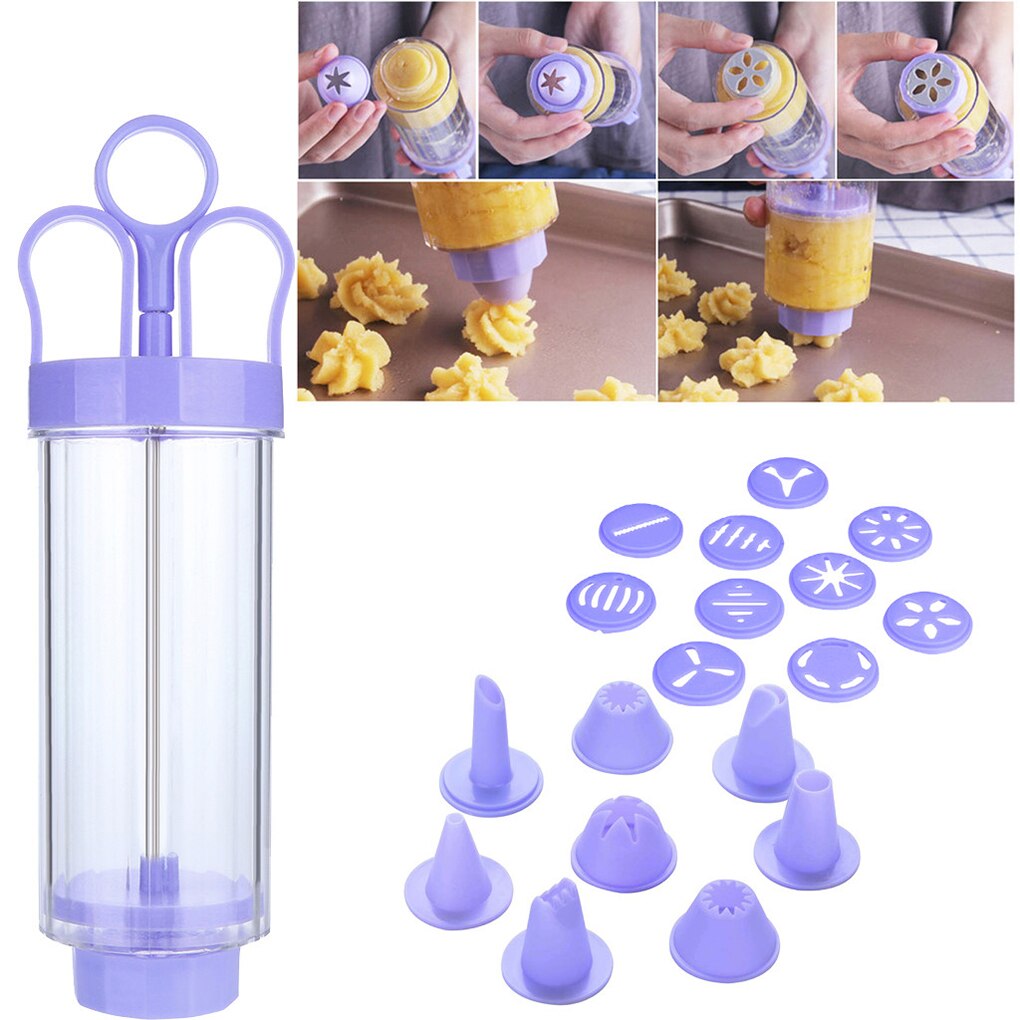 Bộ Khuôn Nhấn Bánh Quy Cookies Press 10 Mặt Và 8 Đầu Trang Trí Bánh Kem