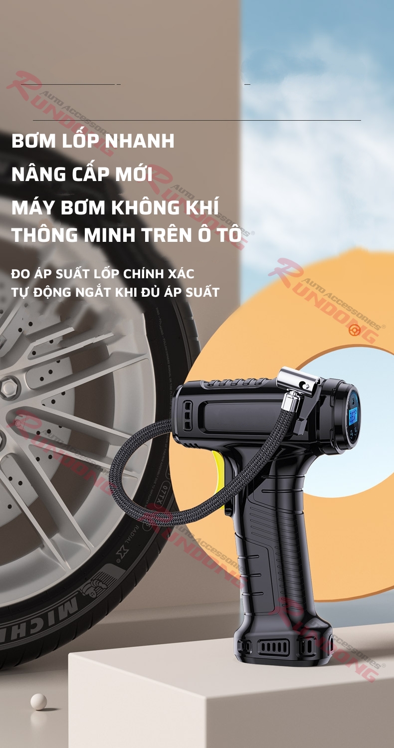 Máy bơm lốp xe ô tô Rundong Suitu ST – 5007 đồng hồ điện tử cao cấp | Tự động ngắt khi đủ áp suất, đo áp suất lốp, đèn Led chiếu sáng - Chính hãng - Tặng ngay viên rửa kính