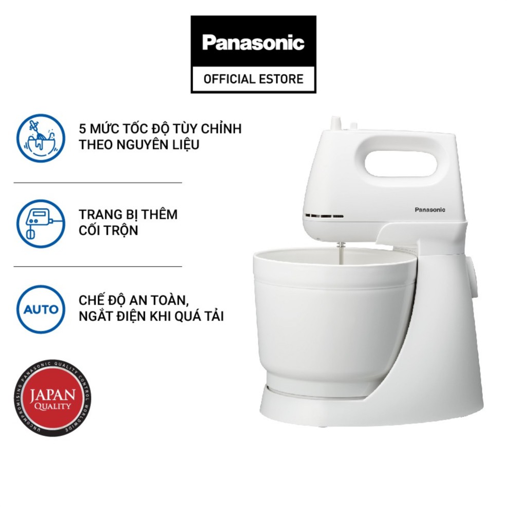 Combo Máy làm bánh mì tự động Panasonic SD-P104WRA 360W và Máy Đánh Trứng Để Bàn MK-GB3WRA - Hàng chính hãng