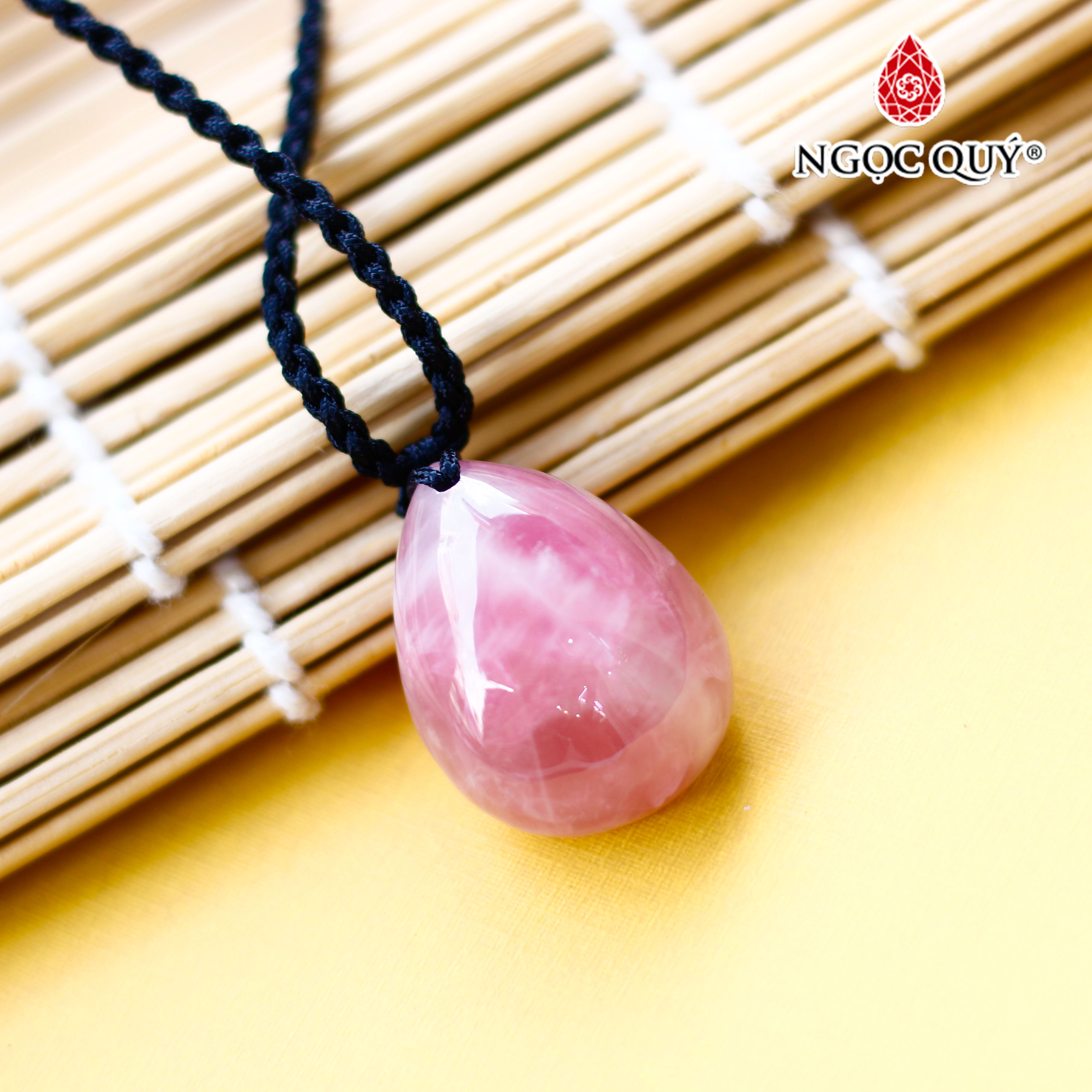 Mặt dây chuyền hình giọt nước thạch anh hồng đậm - Ngọc Quý Gemstones