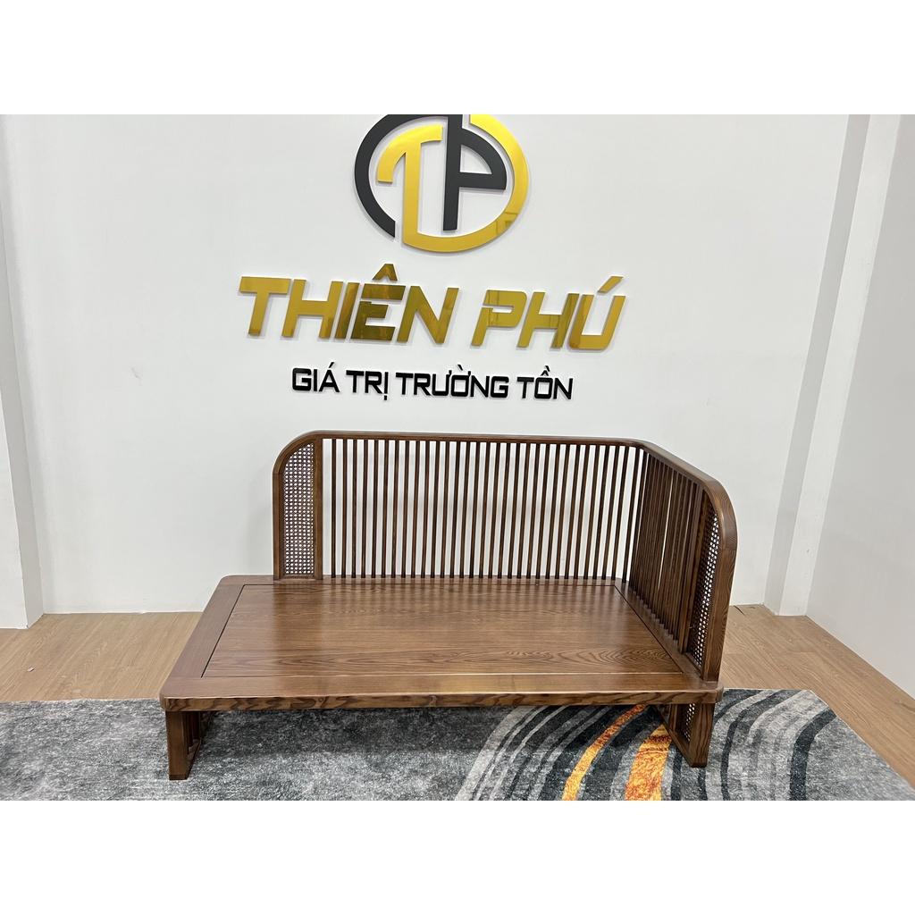 Sofa gỗ phòng khách phong cách Indochine, đệm mút bọc nỉ UKILI cao cấp