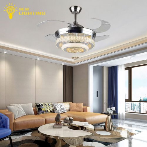 Quạt Trần Có Đèn Led Trang Trí Phòng Khách Phòng Ngủ 4 Cánh 8227-R6320 Led 3 Chế Độ Màu Điều Khiển Từ Xa Thông Minh