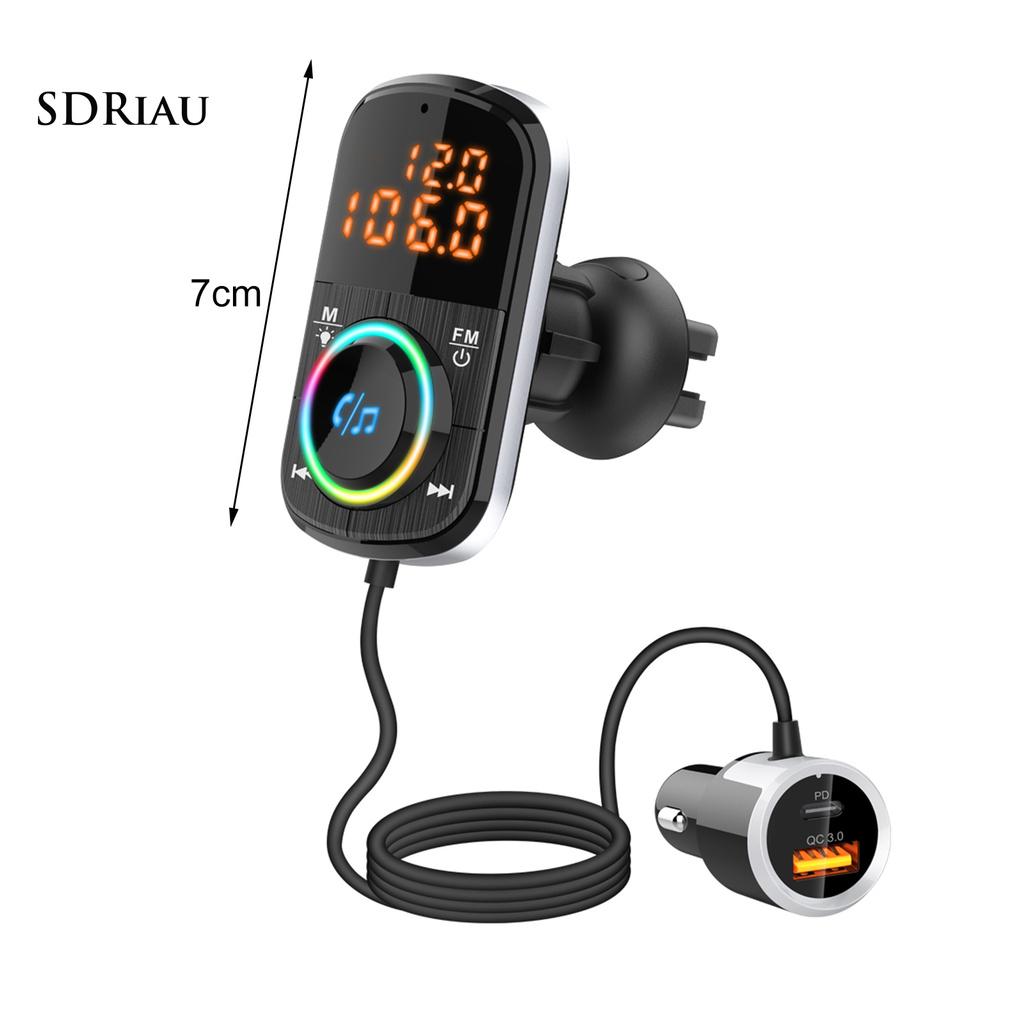 *QXDZ* BC71 Car Charger Dual Digital Display Bluetooth V5.0 ABS Colorful Light Bluetooth Transmitter Charger for Car