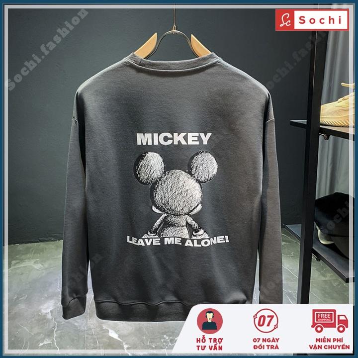 Áo thun dài tay nam, áo thu đông thời trang Hàn Quốc in hình Mickey mã SW639
