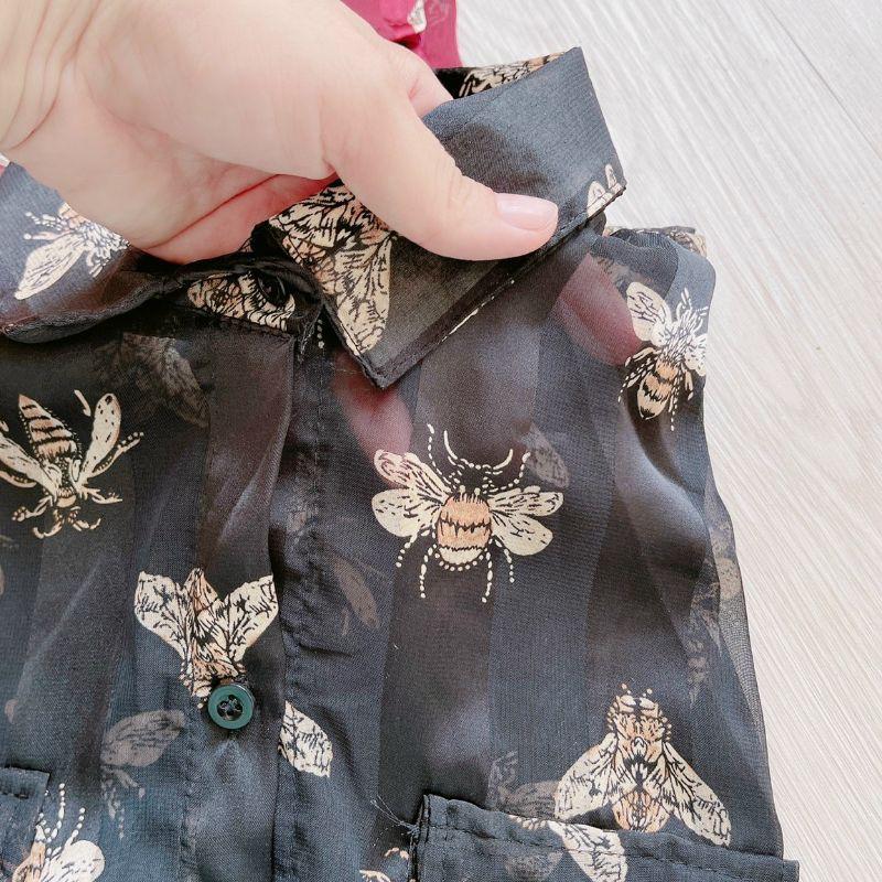 Sơ mi tay ngắn chất voan lụa con ong