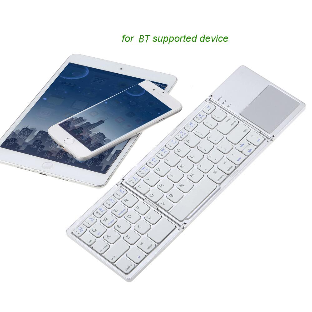 Bàn phím không dây BT có thể gập lại nhỏ với Bàn di chuột thay thế cho iPhone 6s / iPad Pro / MacBook Điện thoại di động Máy tính bảng