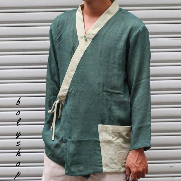 Yukata Linen đũi phối nẹp