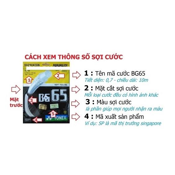 Dây cước đan vợt cầu lông Yonex BG65 đường kính 0.7mm