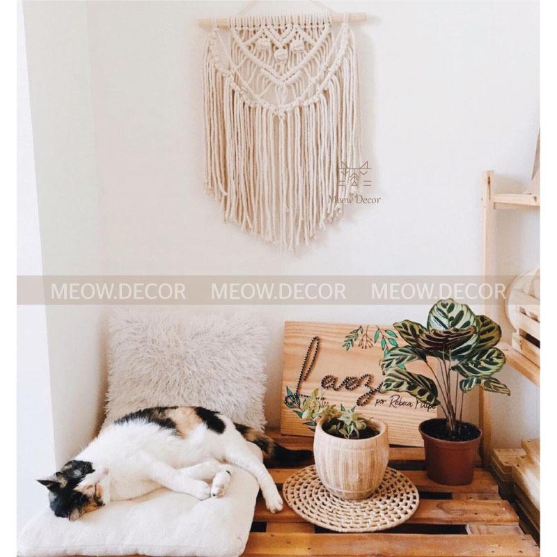 Mành macrame phong cách vintage treo tường trang trí nhà cửa, homestay, quán cafe