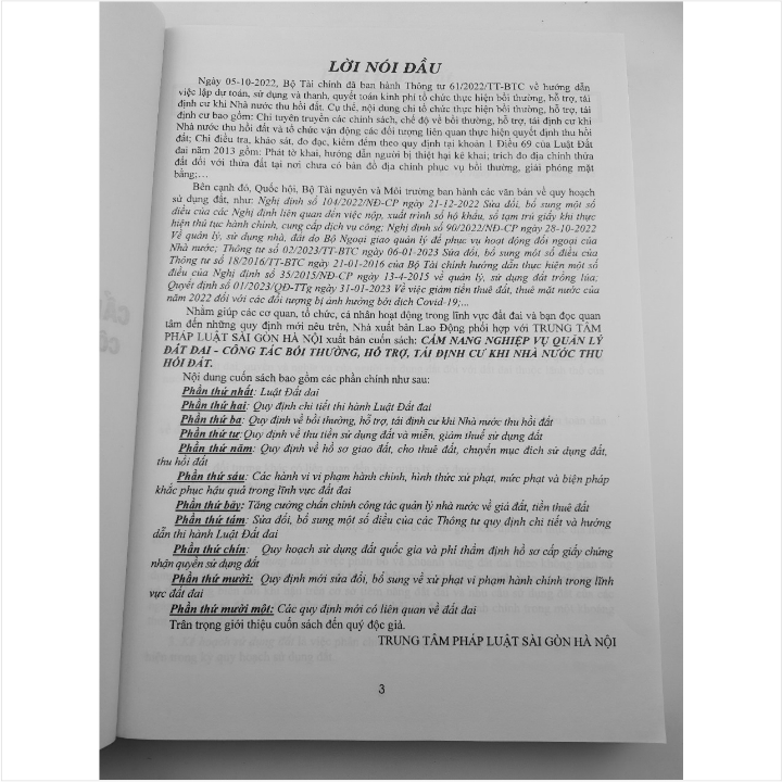 Cẩm Nang Nghiệp Vụ Quản Lý Đất Đai - Công Tác Bồi Thường, Hỗ Trợ, Tái Định Cư Khi Nhà Nước Thu Hồi Đất - V2196D