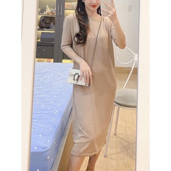 Váy len suông cổ tròn tay lỡ
