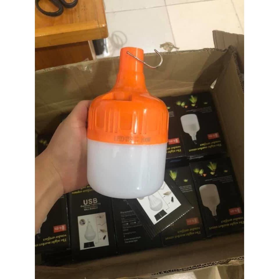 Bóng đèn led tích điện 150w có móc treo sạc USB màu cam