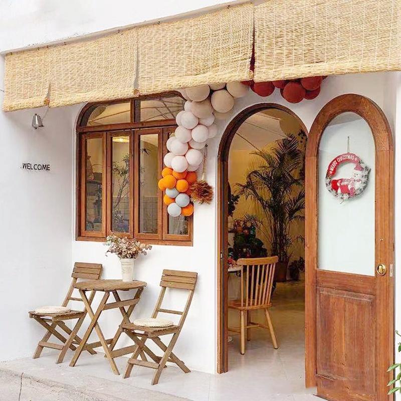 Bộ bàn ghế Bistro gỗ tự nhiên chuyên làm bàn cafe ban công sân vườn - Bàn & 2 Ghế Ban Công Chung Cư Xuất Khẩu Hàn Quốc