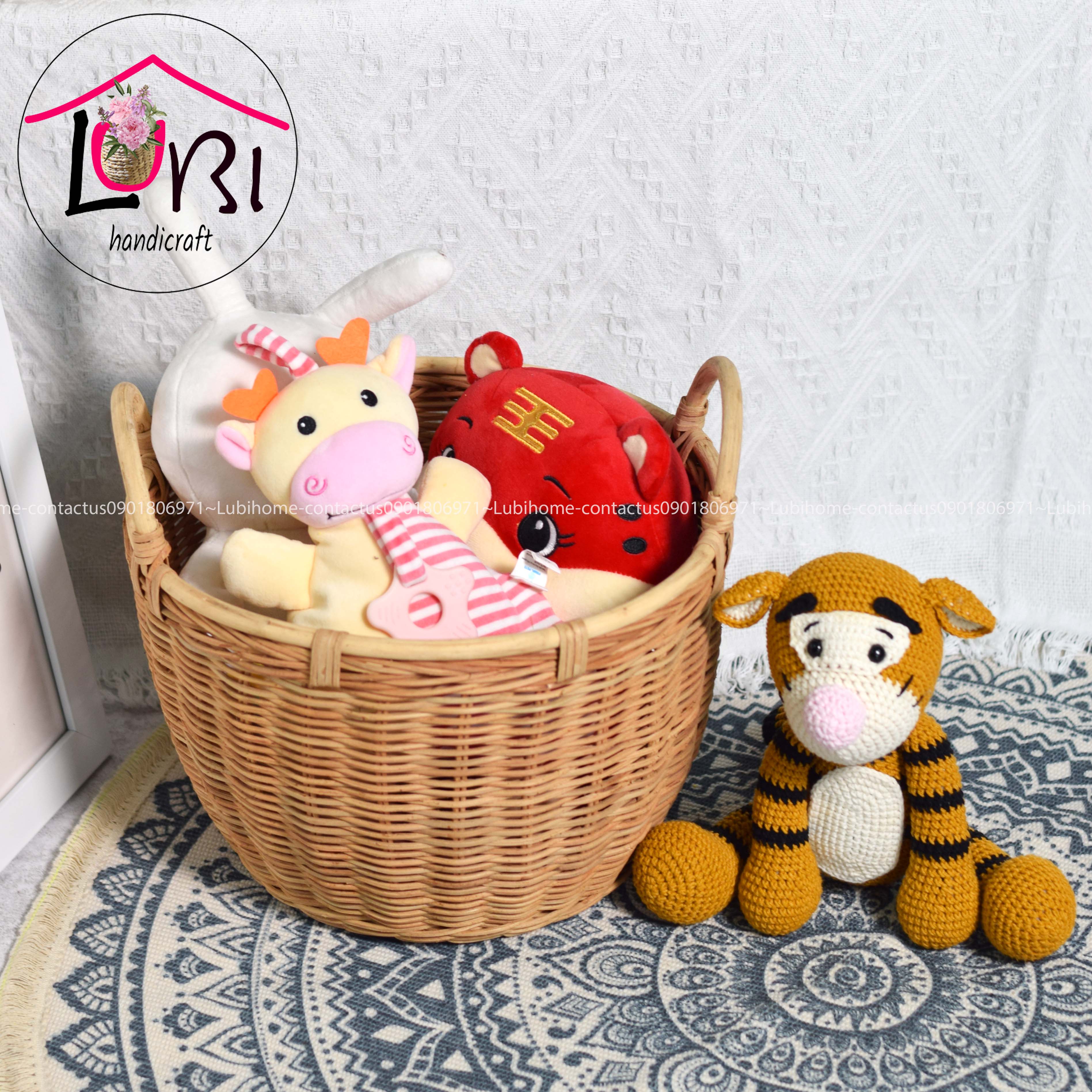 Lubihandicraft - Giỏ mây tròn đáy bầu đựng đồ - nhã nhặn