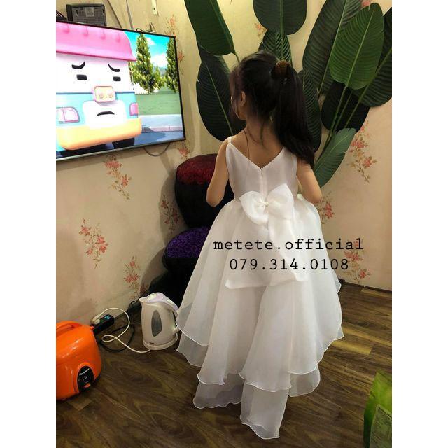 Váy đầm công chúa thiết kế cho bé gái 2 dây mix nơ xinh xắn thướt tha - Mẹ Tê Tê