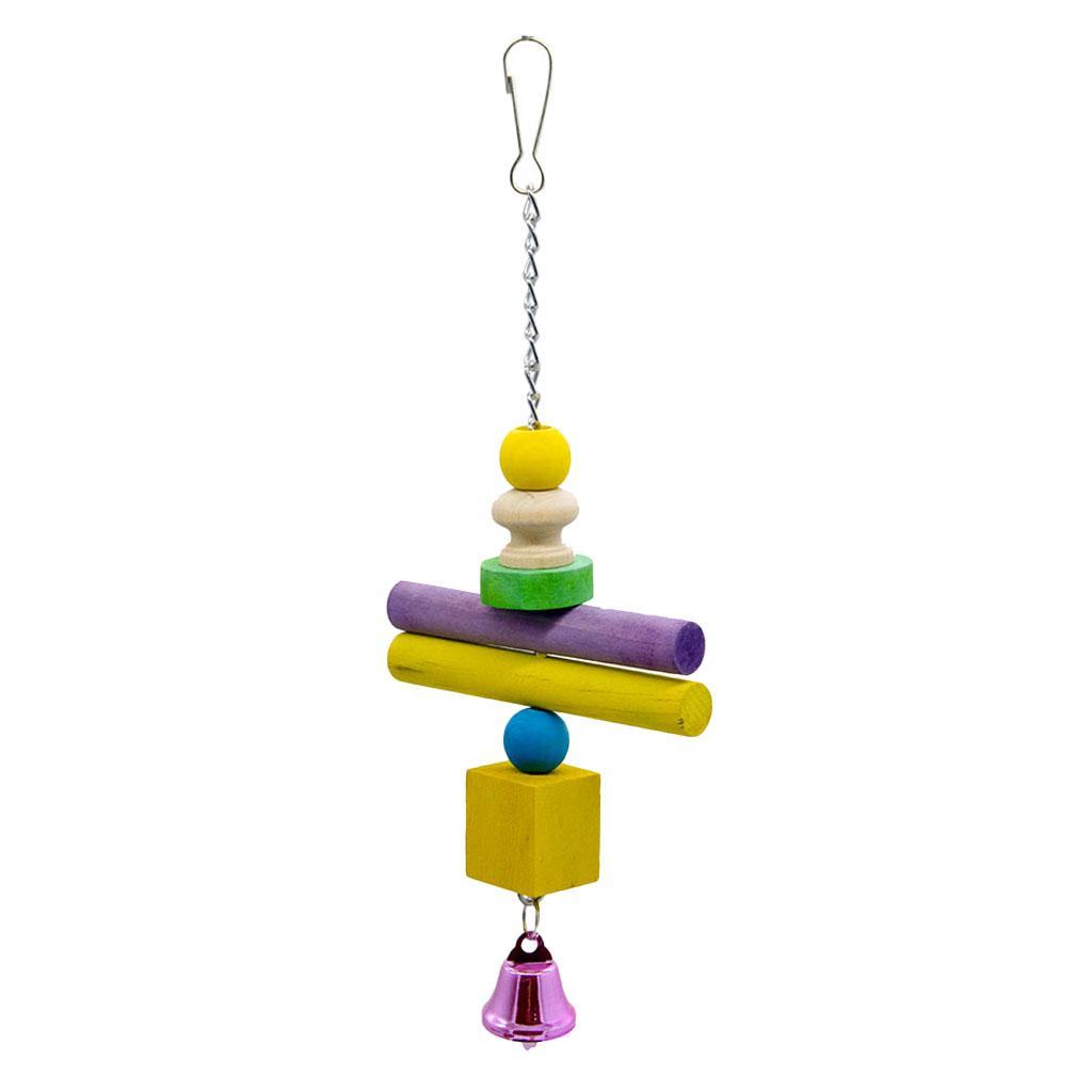Natural Wooden Colorful Hanging Bird Chewing Toy Large Medium Parrot Cage Bite
