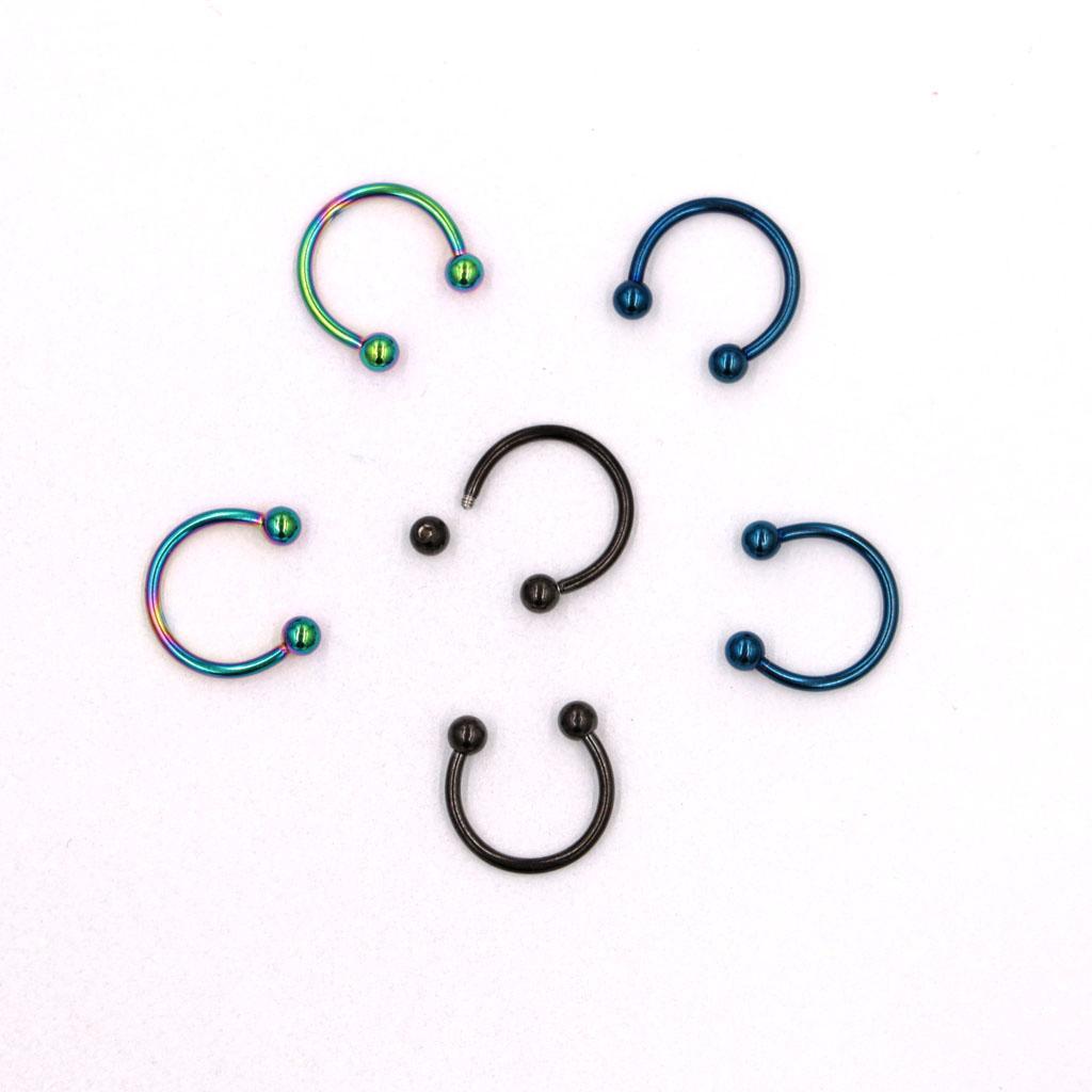 3 Pairs Stainless Steel Circular Ball Septum Nose Rings Jewelry Gift