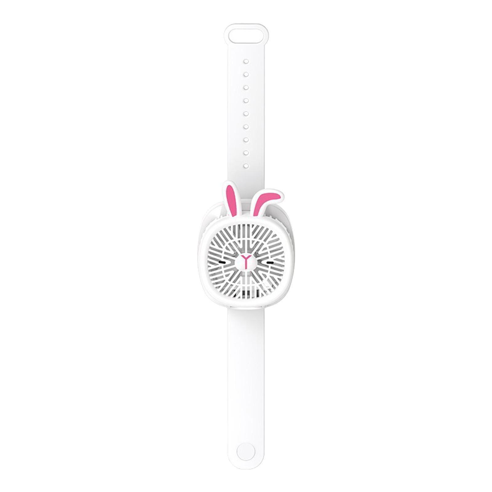 Mini Watch Fan Handheld Compact for Children Adults Travel White