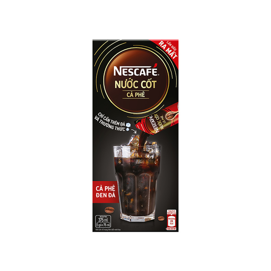 [TẶNG LY NHỰA NESCAFÉ MÀU NGẪU NHIÊN] Nước cốt cà phê NESCAFÉ - CÀ PHÊ ĐEN ĐÁ (hộp 5 gói x 75ml)