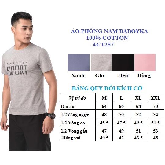 Áo phông nam, áo thun nam chất cotton Thương Hiệu BABOYKA thấm hút mồ hôi trẻ trung nam tính 