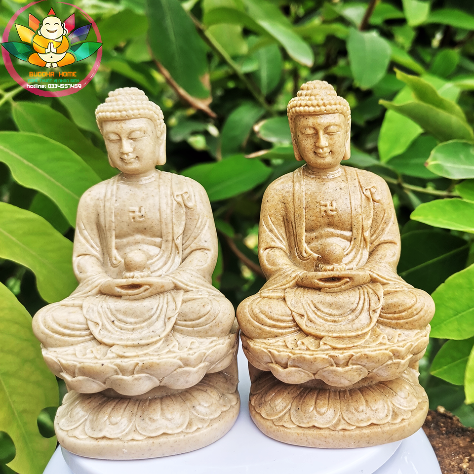 Tượng Phật A Di Đà đá sỏi cao 11cm trang trí hồ cá, thuỷ sinh, tiểu cảnh, bán cạn, terrarium