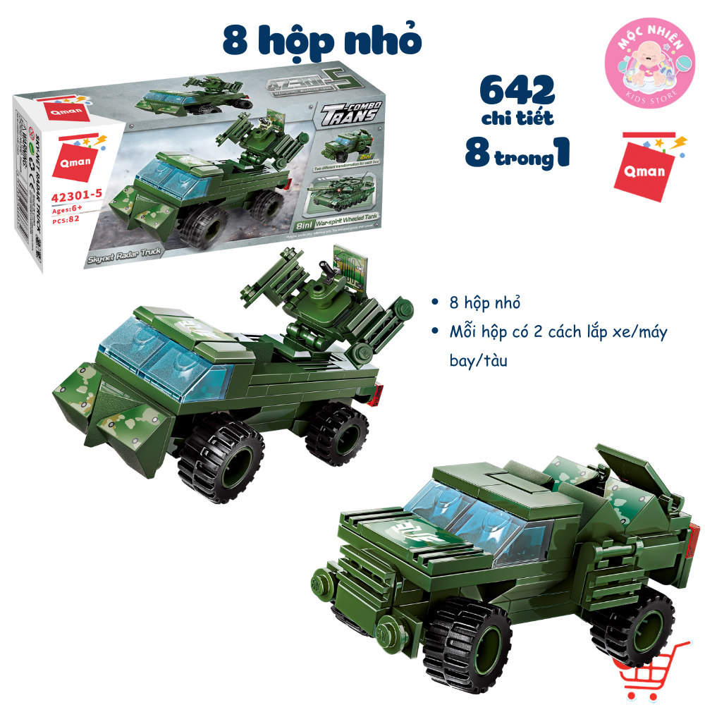 Đồ chơi lắp ráp xếp hình 8 trong 1 chủ đề quân sự Qman 42301 - Xe tăng quân sự