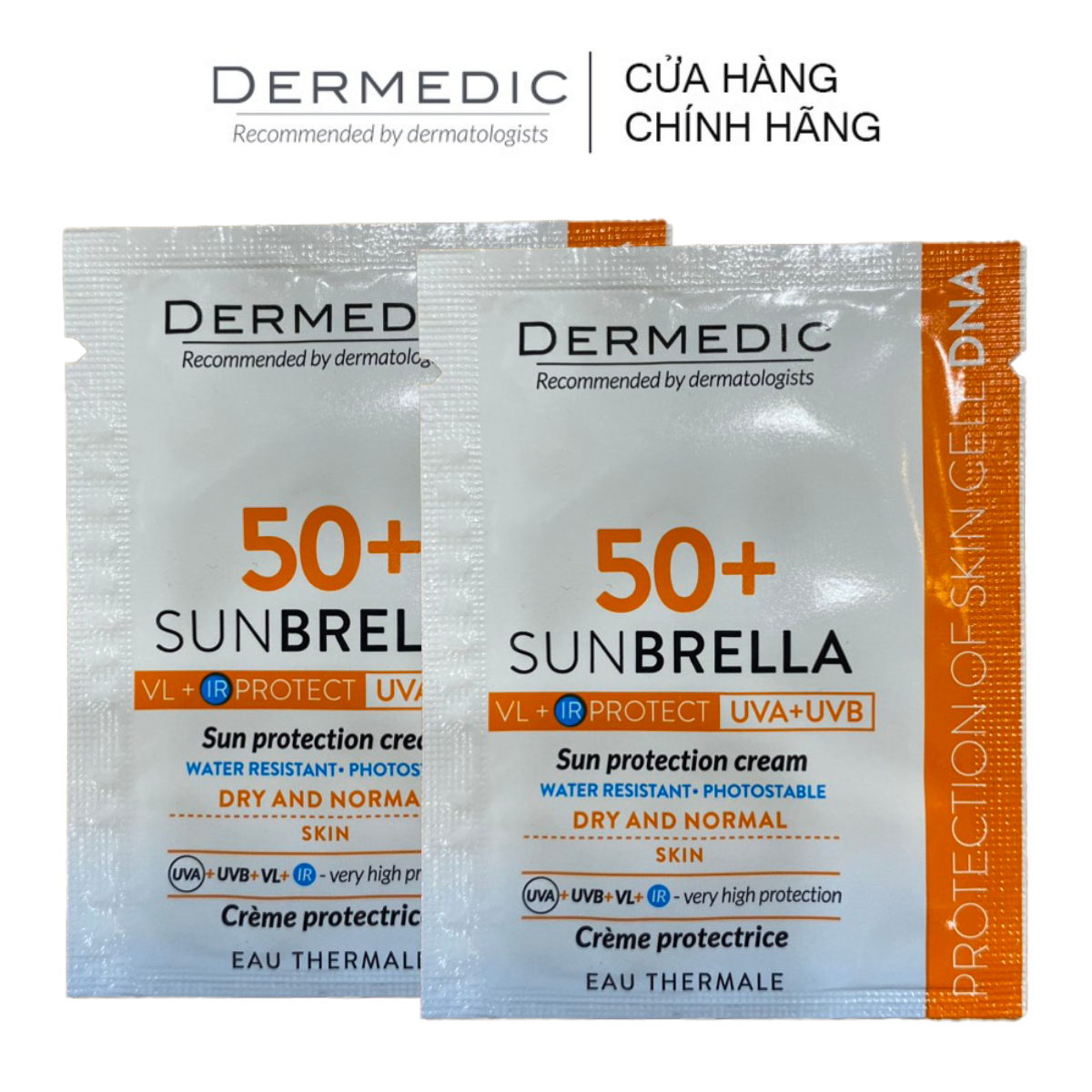 [QUÀ TẶNG] Sachet Kem Chống Nắng Cho Da Khô Sunbrella Spf 50+ Sun Protection Cream Dry And Normal Skin 1.5 G