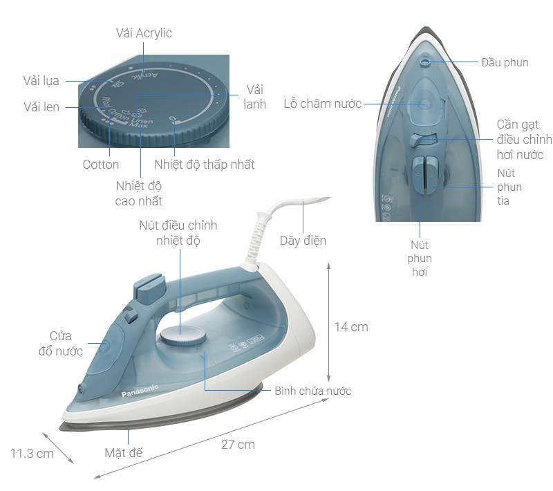 Bàn ủi hơi nước Panasonic NI-S430GRA - Hàng Chính Hãng