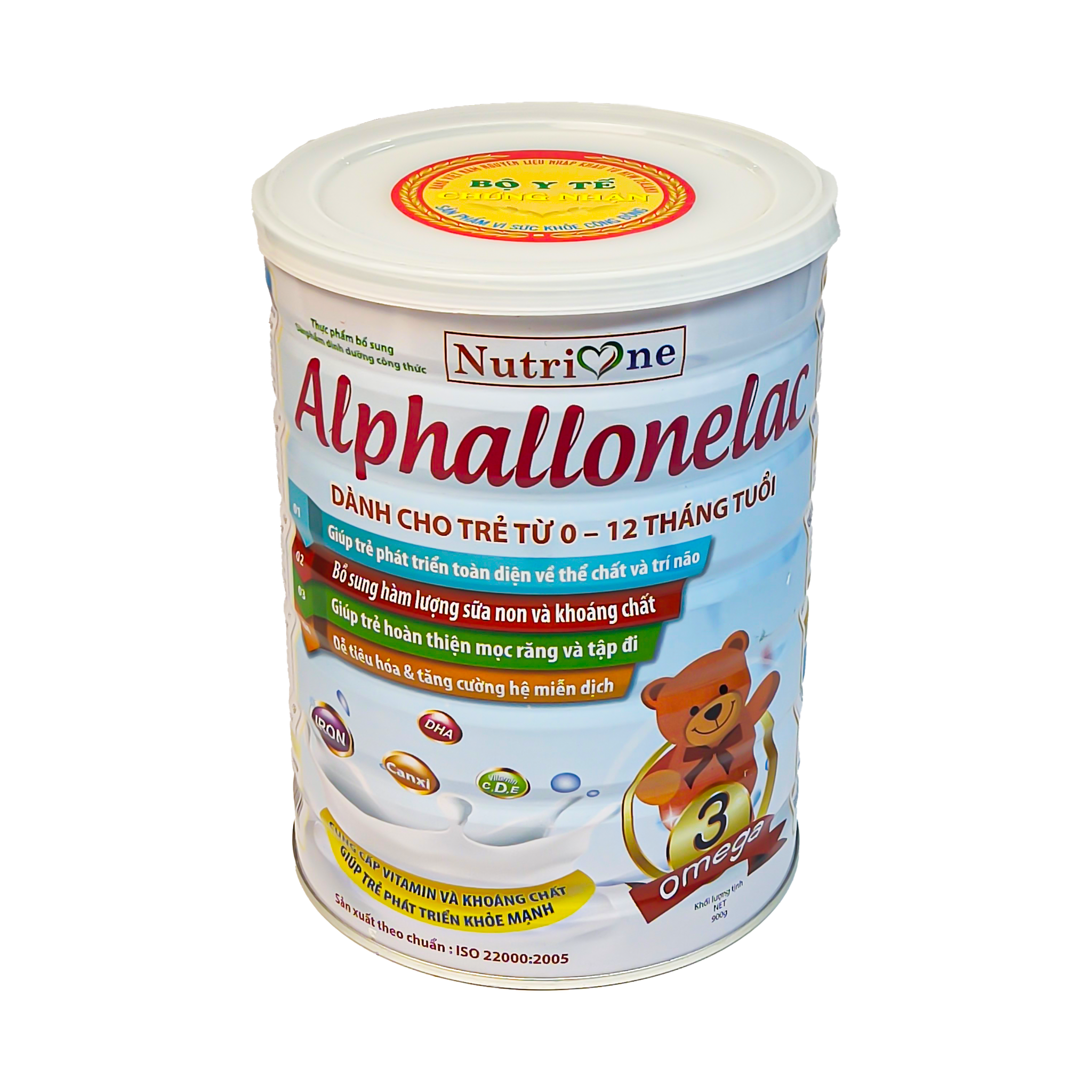 Sữa bột dành cho trẻ 0-12 tháng tuổi Alphallonelac (H/900gr)