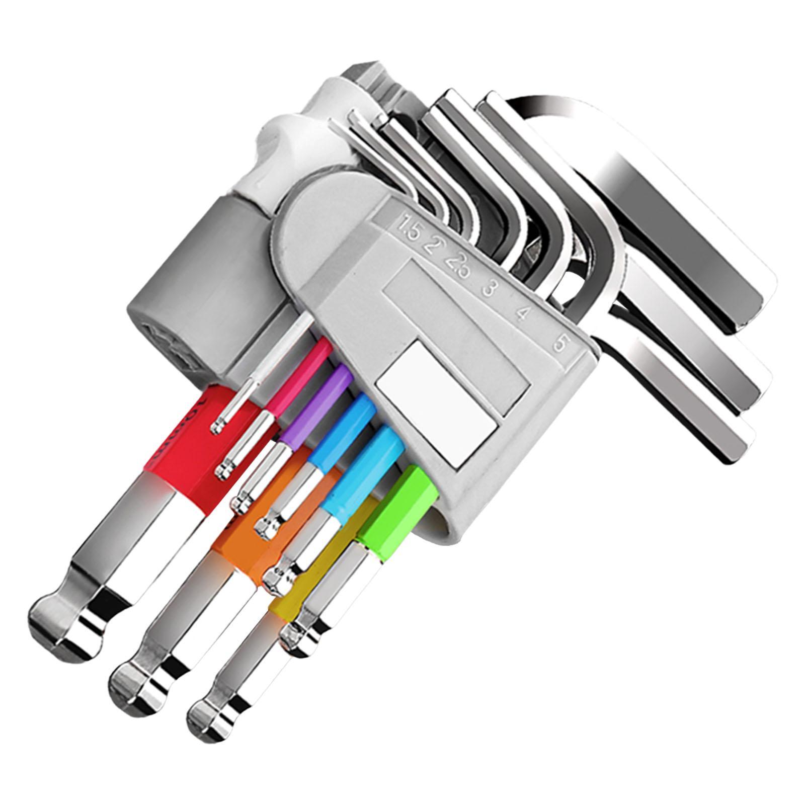 9Pcs Allen Wrench Set Hand Tools Hex Wrench Screwdriver Metric Hexagon Spanner for Car Maintenance