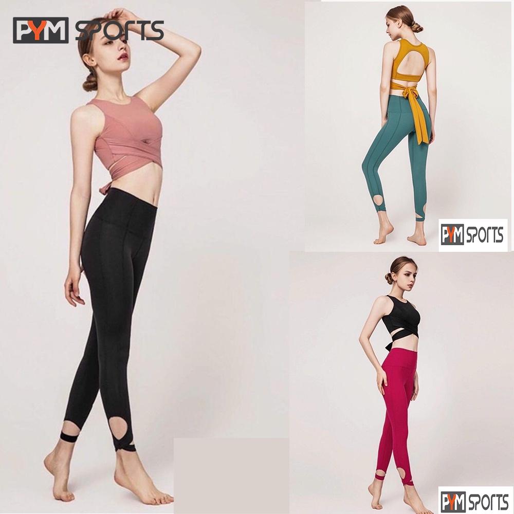 Áo croptop tập Yoga - Gym PYMSPORT - PYMBR002 buộc phía sau, hở lưng, mút may cố định, nâng đỡ ngực