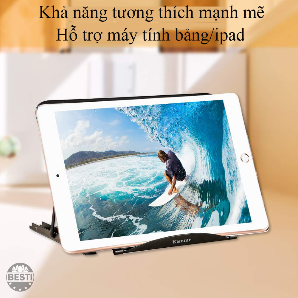 Giá Đỡ cho Laptop, Máy Tính Bảng, Macbook, Máy Tính Bảng Hợp Kim Nhôm Cao Cấp, Giúp Tản Nhiệt Besti  BTY02 - Hàng Chính Hãng