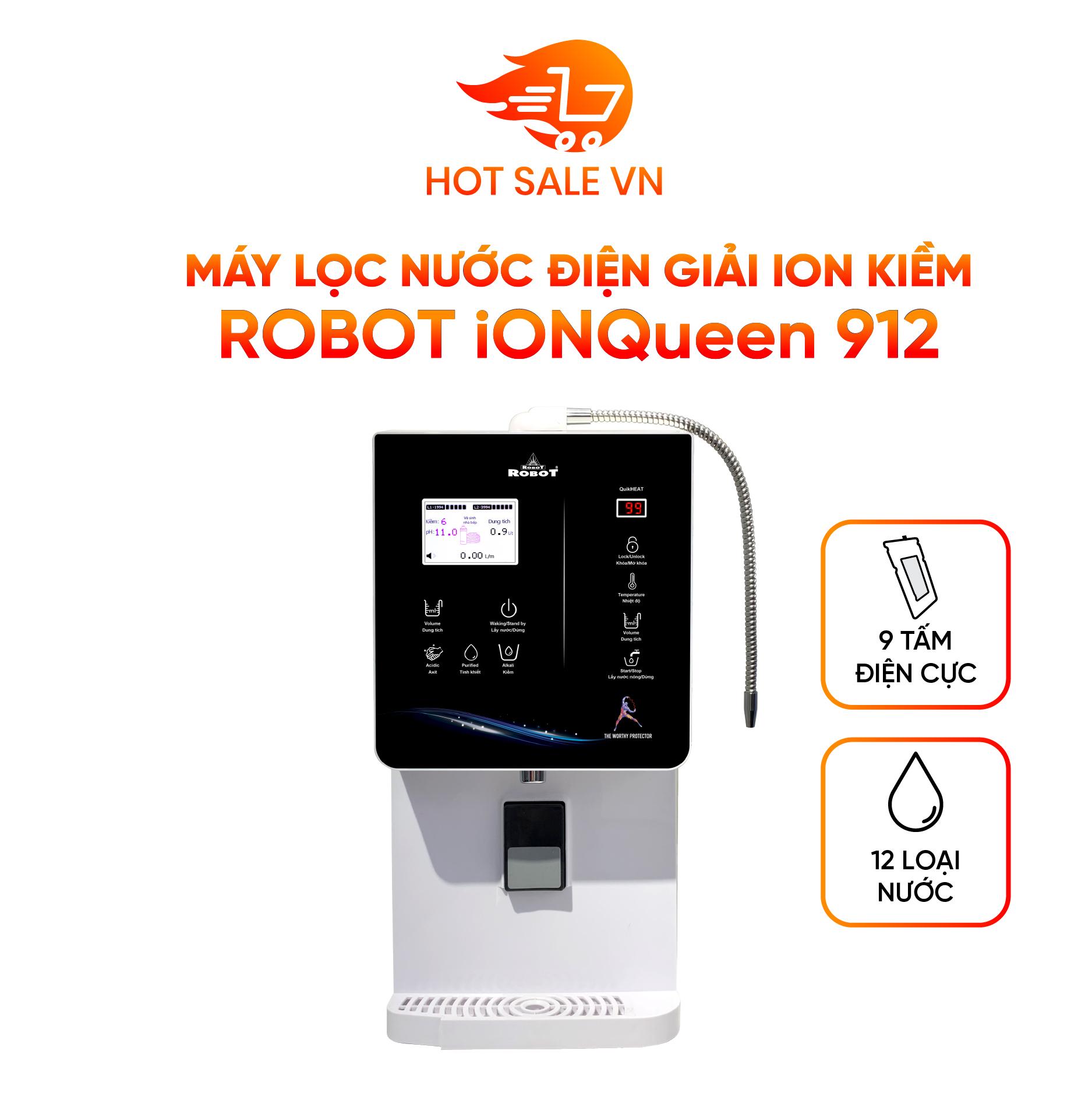 Máy Lọc Nước Điện Giải Ion Kiềm ROBOT IonQueen 912 Chế Độ Nóng Nguội Lạnh - Hàng Chính Hãng